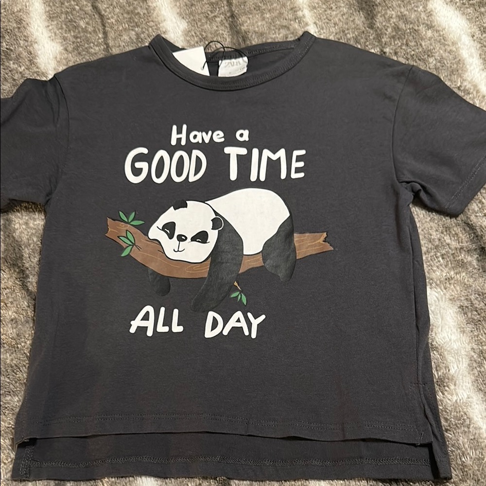 Kids Panda Graphic T-Shirt - Black